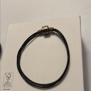 Black Chamilia leather bracelet with 3 different strands of leather